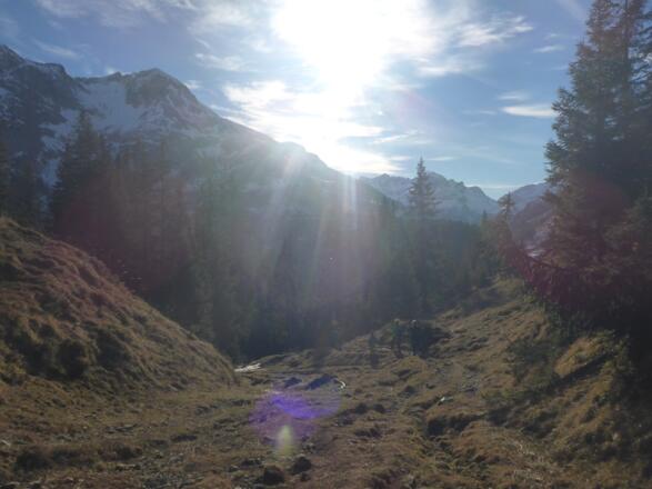 Abstieg über den Schrofenpass.