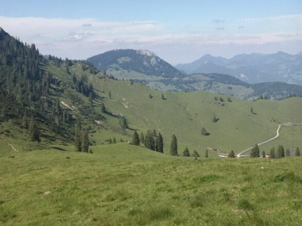Blick vom Ascherjoch auf die Trainsalm