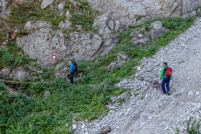 Seilversicherte Passage am Salzsteig