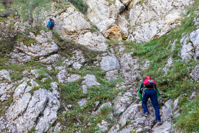 Seilversicherte Kletterstelle am Salzsteig