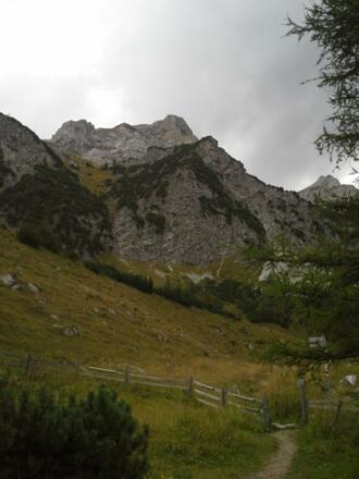 Blick zurück auf die Zimba von der Sarotlahütte