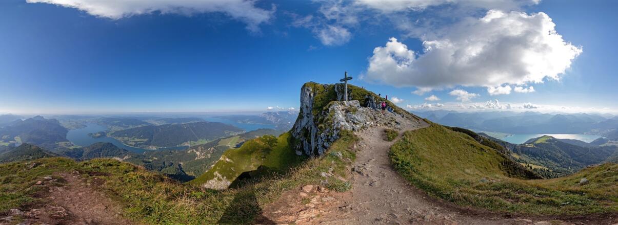 360° Panorama am Schafberg-Gipfelkreuz