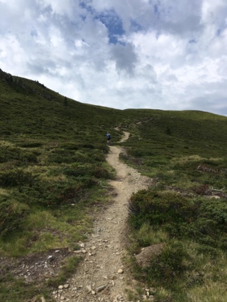 Trail auf der Lüsener Alm. (Etappe 4)