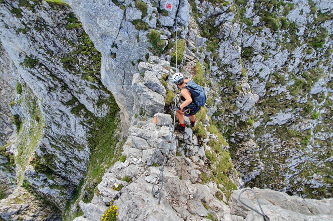 Ausgesetzte Kletterpassage