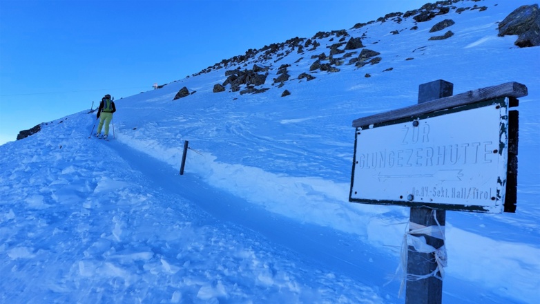 Die letzte Querung zur Hütte ist meistens gut präpariert.