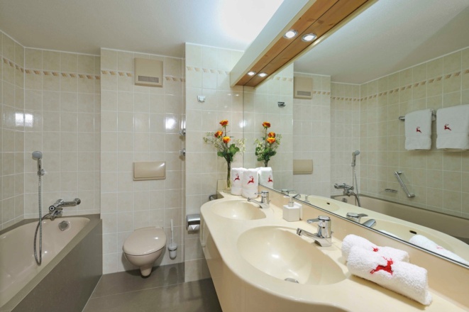 Badezimmer in den Ferienwohnungen im Ignazhof in Bad Wiessee