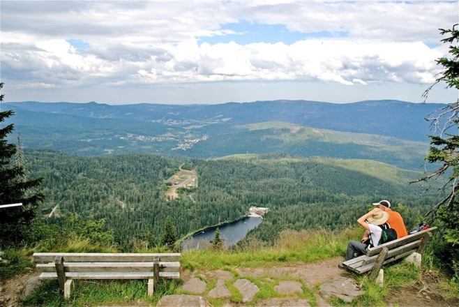 Mittagsplatzl mit Blick zum Großen Arbersee, Biathlon-Anlage, Bayerisch- und Böhmisch Eisenstein