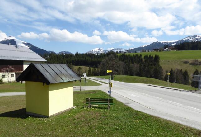 Bei der Haltestelle St. Koloman Gruben zweigt der Weg nach links ab.