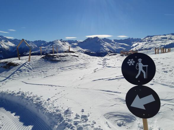 aanduiding Wanderweg op de Schlossalm