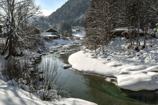 Brandenberg Pinegg Winter mit Brandenberger Ache
