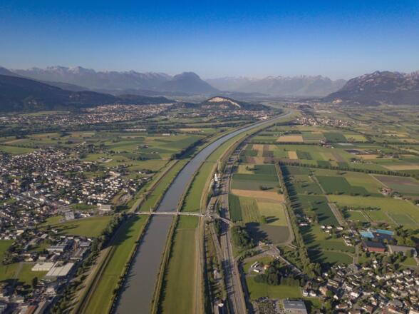 Rhein über Diepoldsau, Blickrichtung Süden