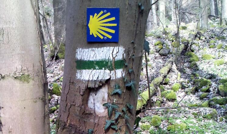 Markierung auf dem Sächsischen Jakobsweg