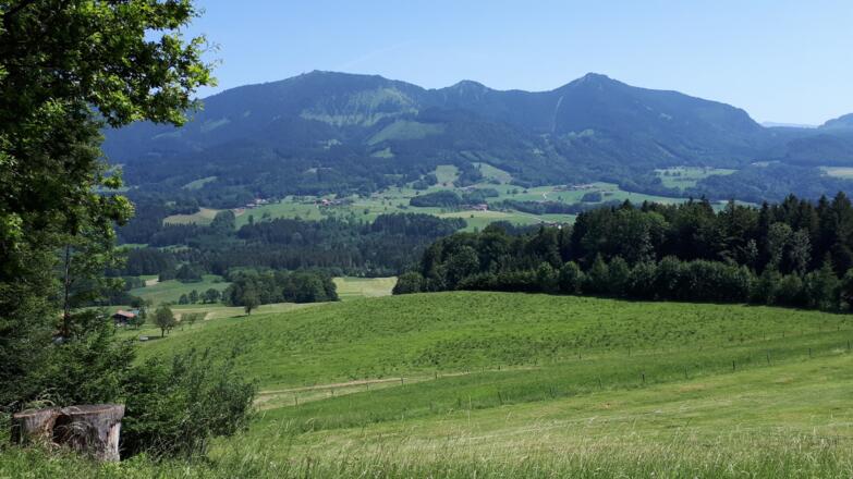 Samerberg - Blick Hochries/Karkopf/Feichteck oberhalb Geisenkam/Weikersing