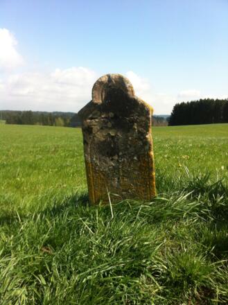 Inmitten der saftigen Wiesen befindet sich das kleine Wegkreuz