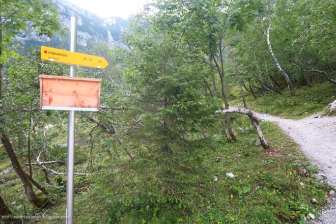 Das gelbe Schild im Bereich der Hinteren Holzmeisteralm ist neu