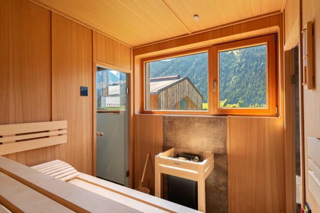 Jedes Chalet ist mit eigener Sauna