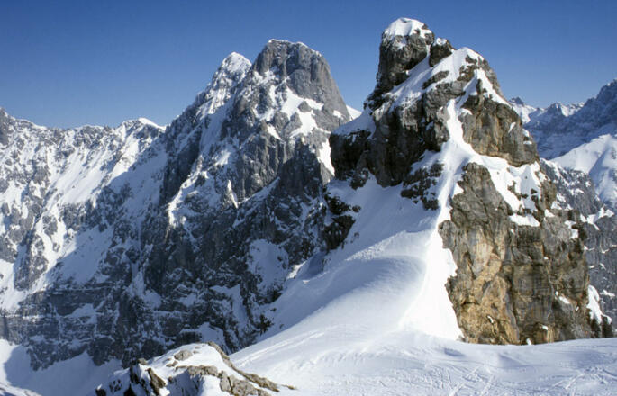 Am Beginn der Dammkar Abfahrt