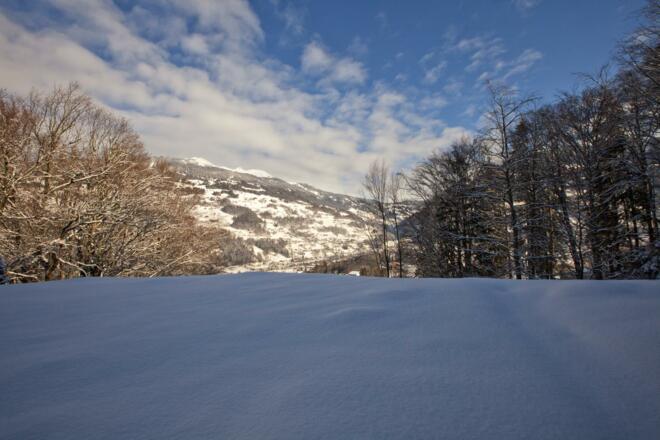 Blick ins Tal im Winter
