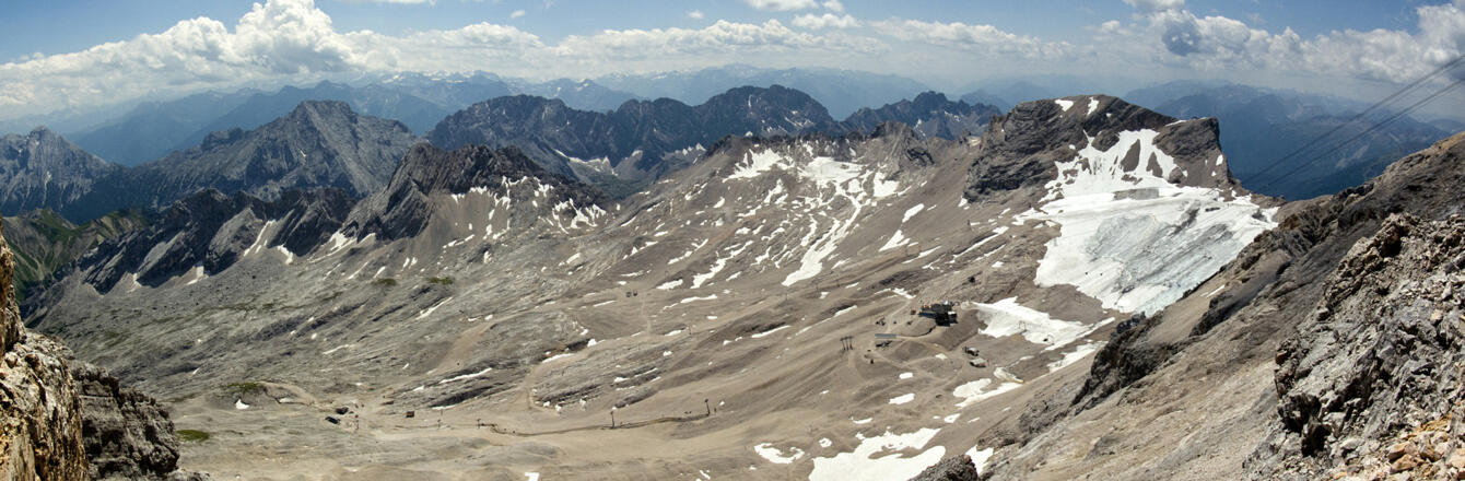 Panorama vom Zugspitzgipfel über das Platt.