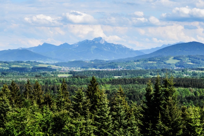 Blick vom Taubenberg in die Alpen