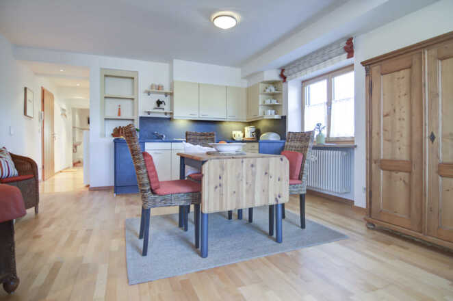 Ferienwohnung Buchsgarten Wohnraum und Essplatz