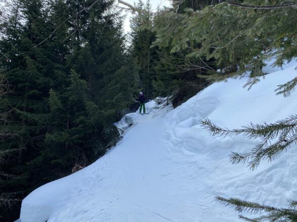 Abfahrt/Querung auf dem Wanderweg zurück zur Aufstiegsspur