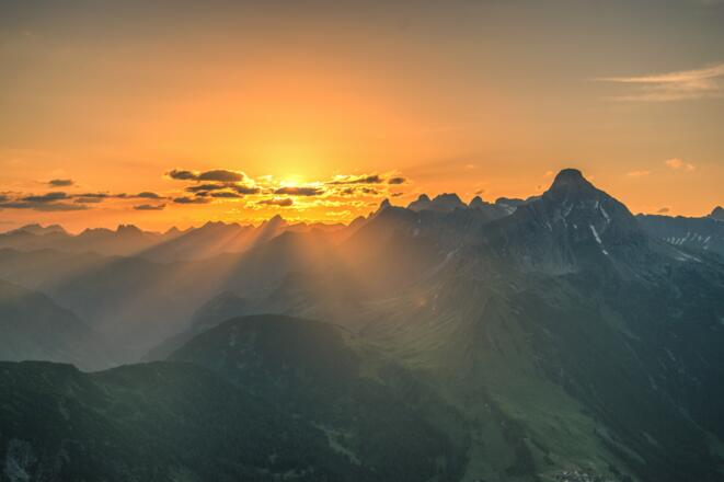 Blick vom Wartherhorn in die Allgäuer Hochalpen