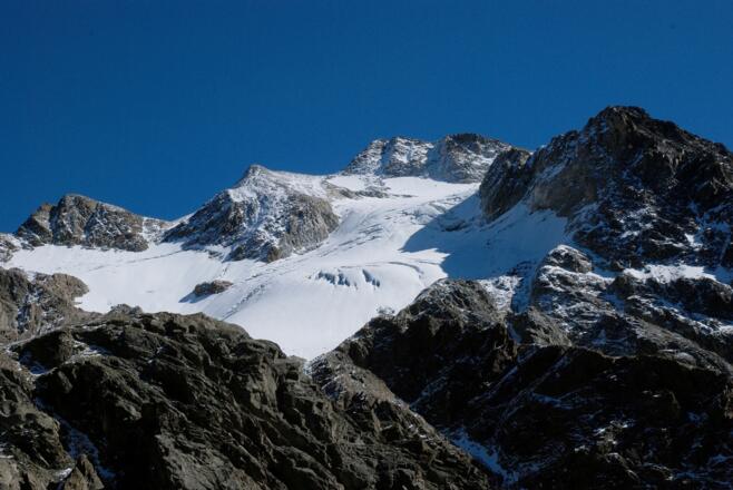 Hohe Geige mit Rötkarlferner vom Kapuzinerjoch