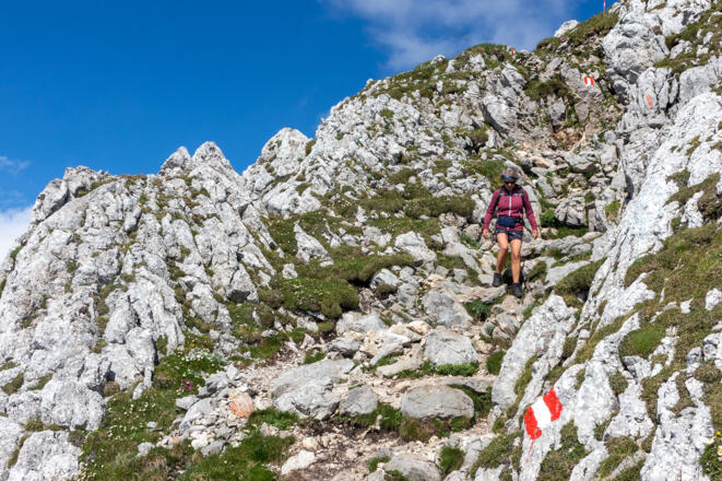 Abstieg vom Großen Pyhrgas zum Hofalmsattel.