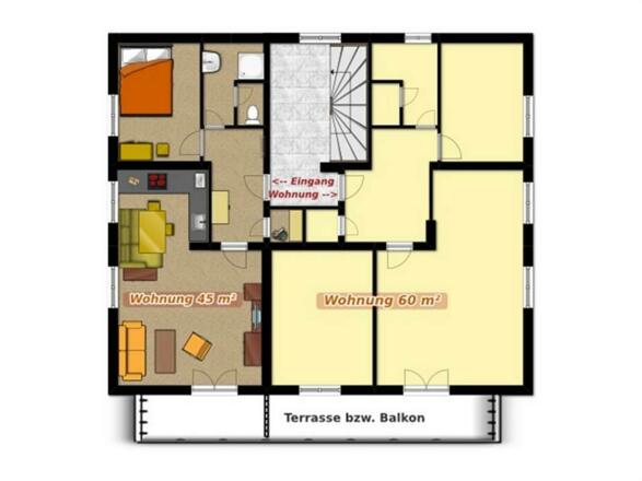 Grundriss Wohnugn 45 m²
