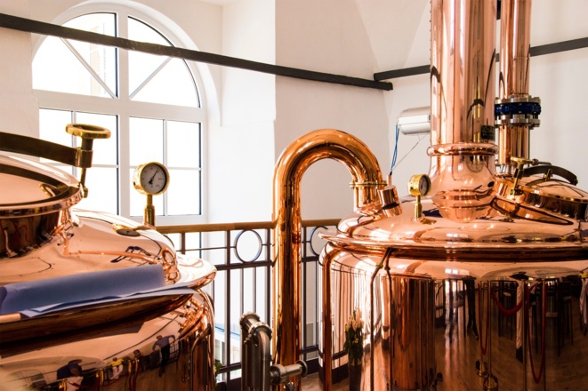 Sudkessel in der Brauerei Valley