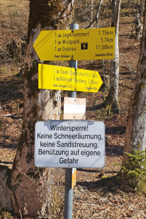 Wegweiser bei der Seeklause.
