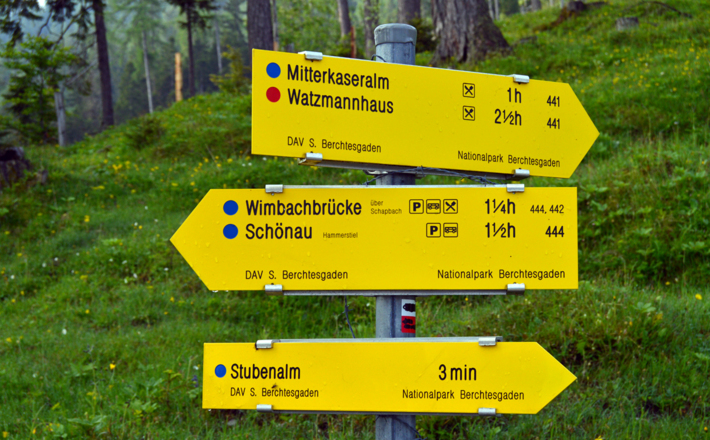 Wegweiser an der Stubenalm