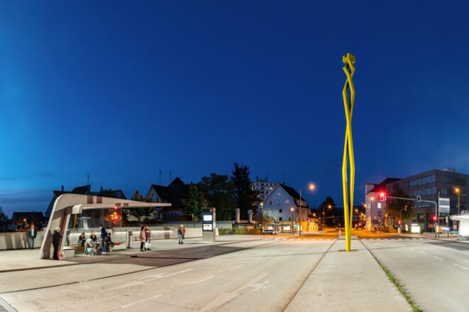 Bushaltestelle Sägerbrücke Dornbirn abends