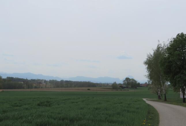 Blick über das Alpenvorland mit Traunstein