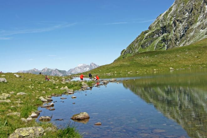 Der Herzsee liegt am Fuße des Hochjochs und dient der Wormser Hütte als Wasserspeicher.