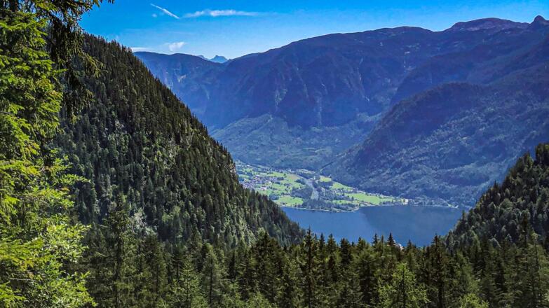 Aussicht auf den Hallstätter See am Weg zur Sattelalm