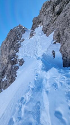 Aufstieg nach dem Skidepot