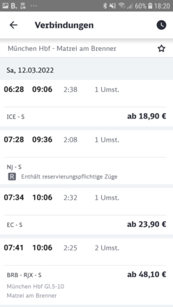 Tipp für die Anreise von München: 06:28 ICE Ski-Express Tirol