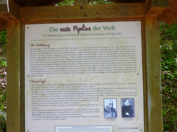 Infotafel über die erste Pipeline der Welt