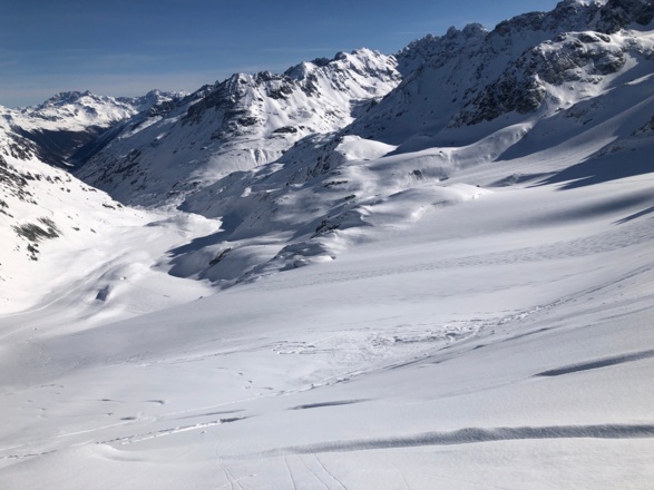 Blick ins Jamtal mit Schnapfenspitze und Fluchthorn