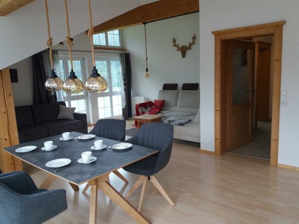 Wohn- Küche mit Schlafcouch und Sitzecke