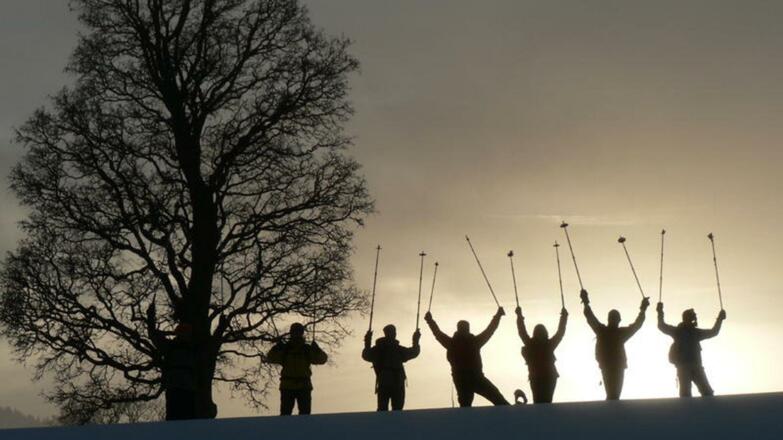 Gruppe von Schneeschuhwanderern