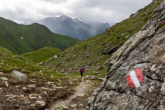Übergang von der Bergeralmscharte zur Bergerseehütte.