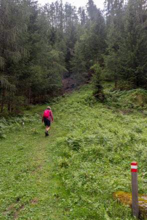 Einstieg in den Wanderweg (Weg Nr. 72) zum Wetterkreuz und zum Berger Kogel.