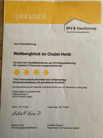 DTV Klassifizierung 4-Sterne Wohnung Wallbergblick