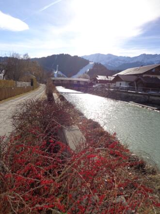 An der Partnach entlang, zum Olympiaskistadion