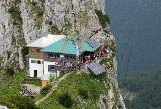 Blick vom Rossstein zur Hütte