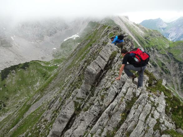 Kletterstellen am Grat zum Schafjöchl