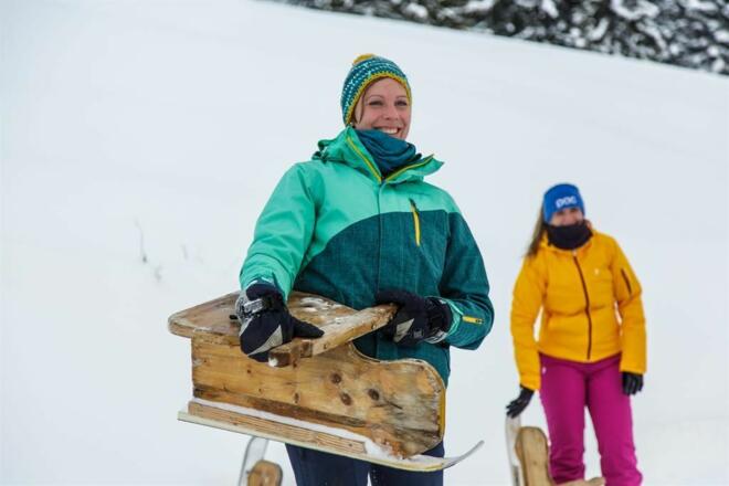 Mariandlalm Klumper Rodeln Winter Schnee Winterwandern